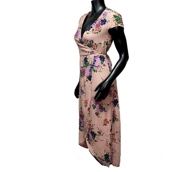 & Other Stories 4 Dusty Rose Pink Boho Floral‎ Wrap Tie Waist Summer Dress - Picture 6 of 12
